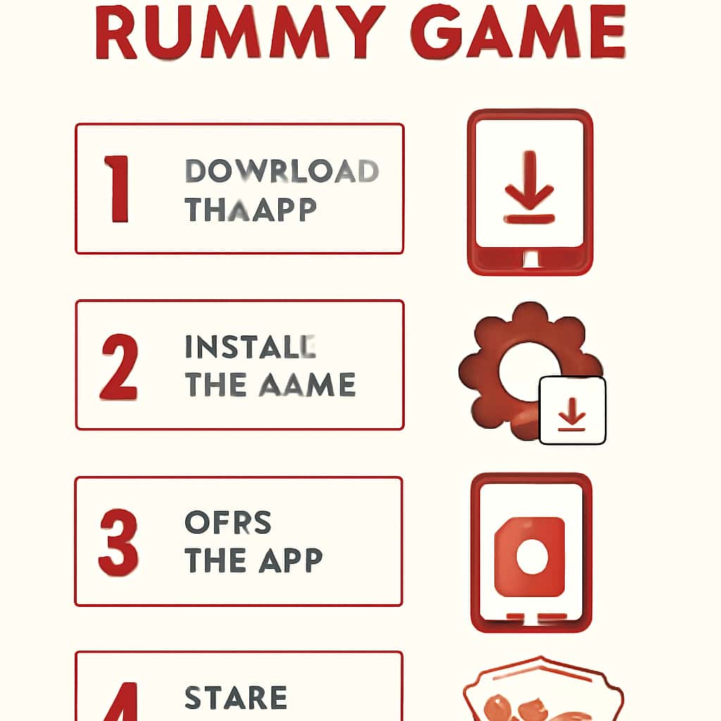 Illustration of installation steps for Indian Rummy Game.