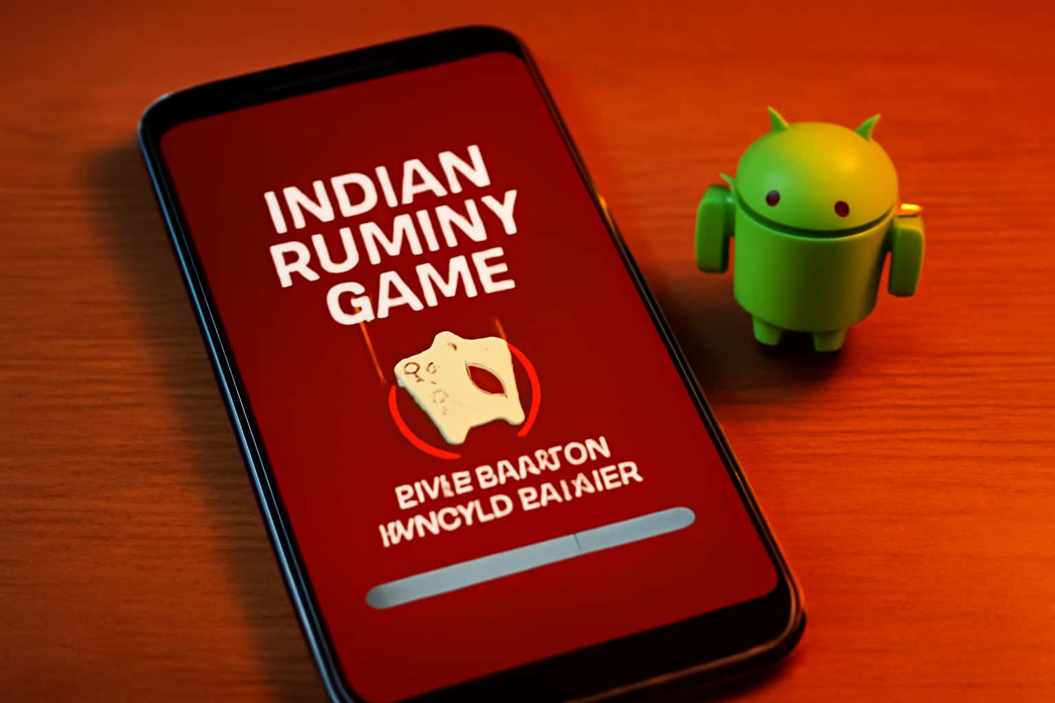 Informational scene regarding the installation of Indian Rummy Game on Android, featuring the game's name.