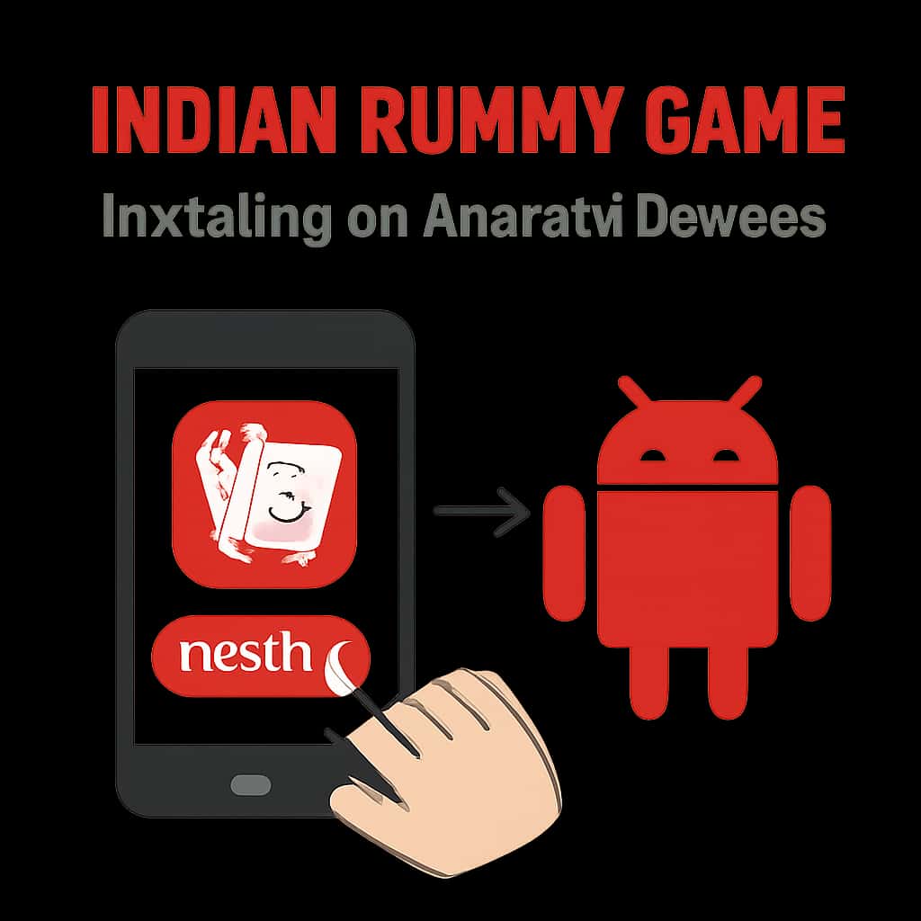 Diagram illustrating the installation steps for Indian Rummy Game on Android devices.