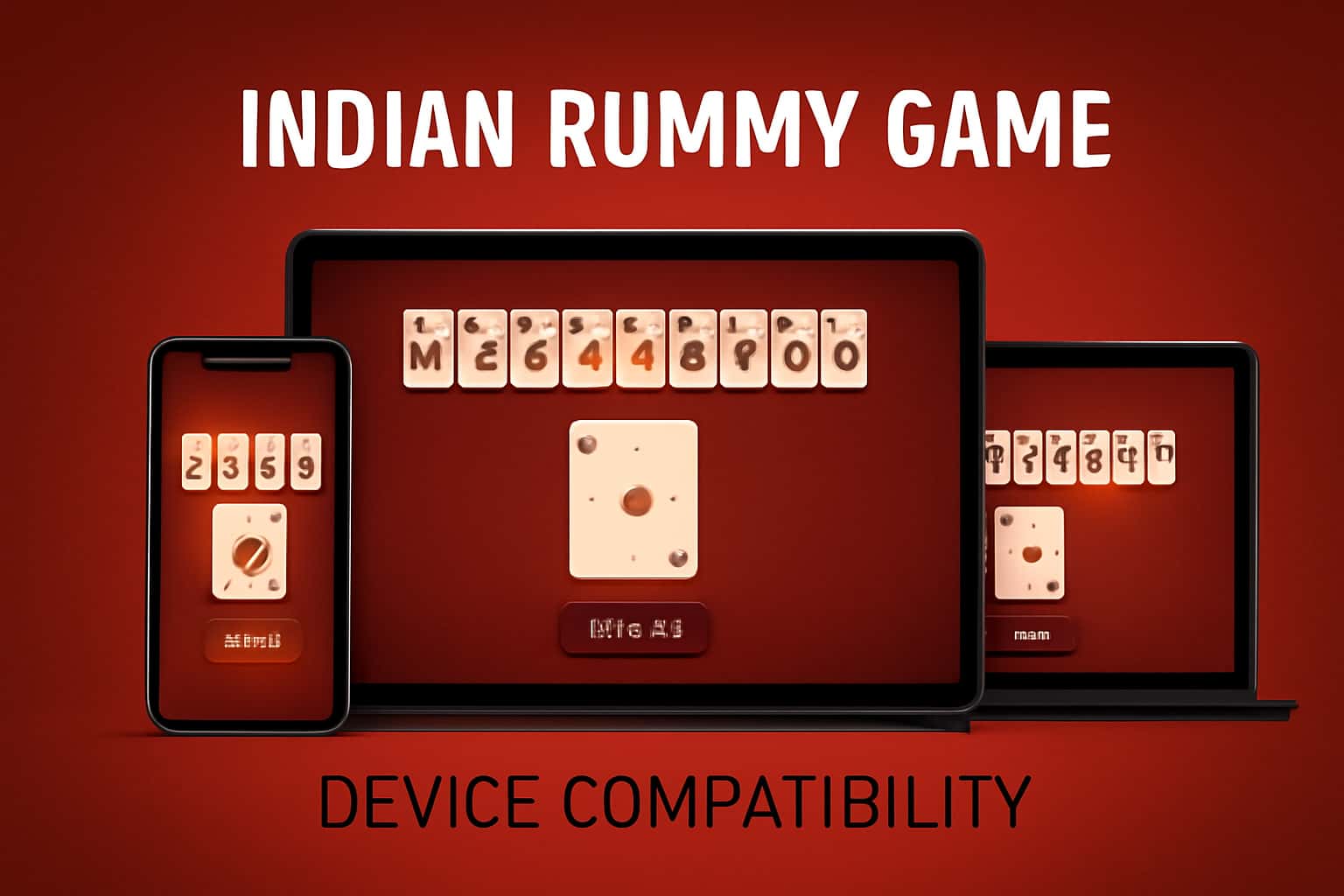 Informational graphic on device compatibility for Indian Rummy Game.