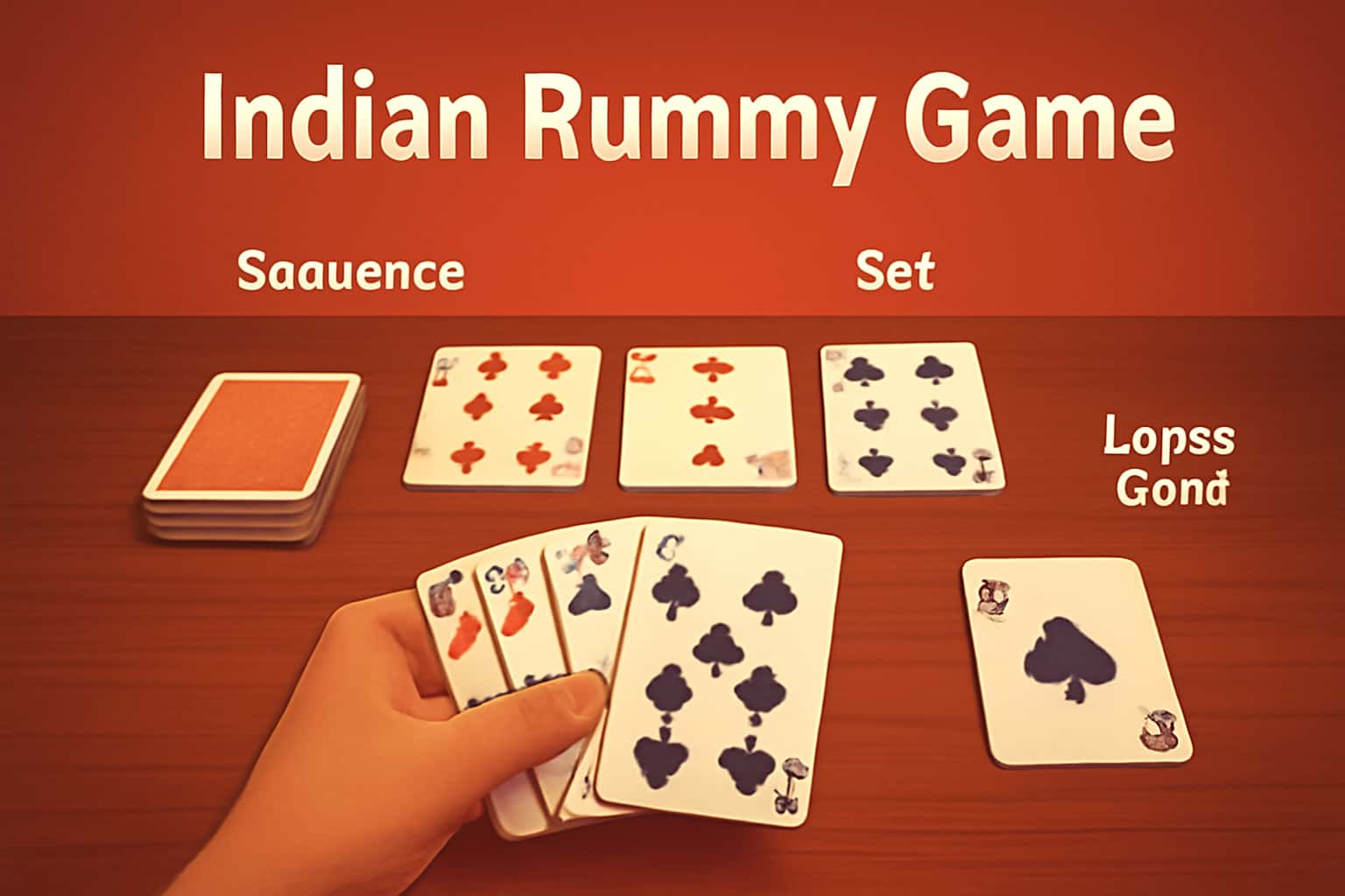 An educational overview scene of the Indian Rummy Game features.