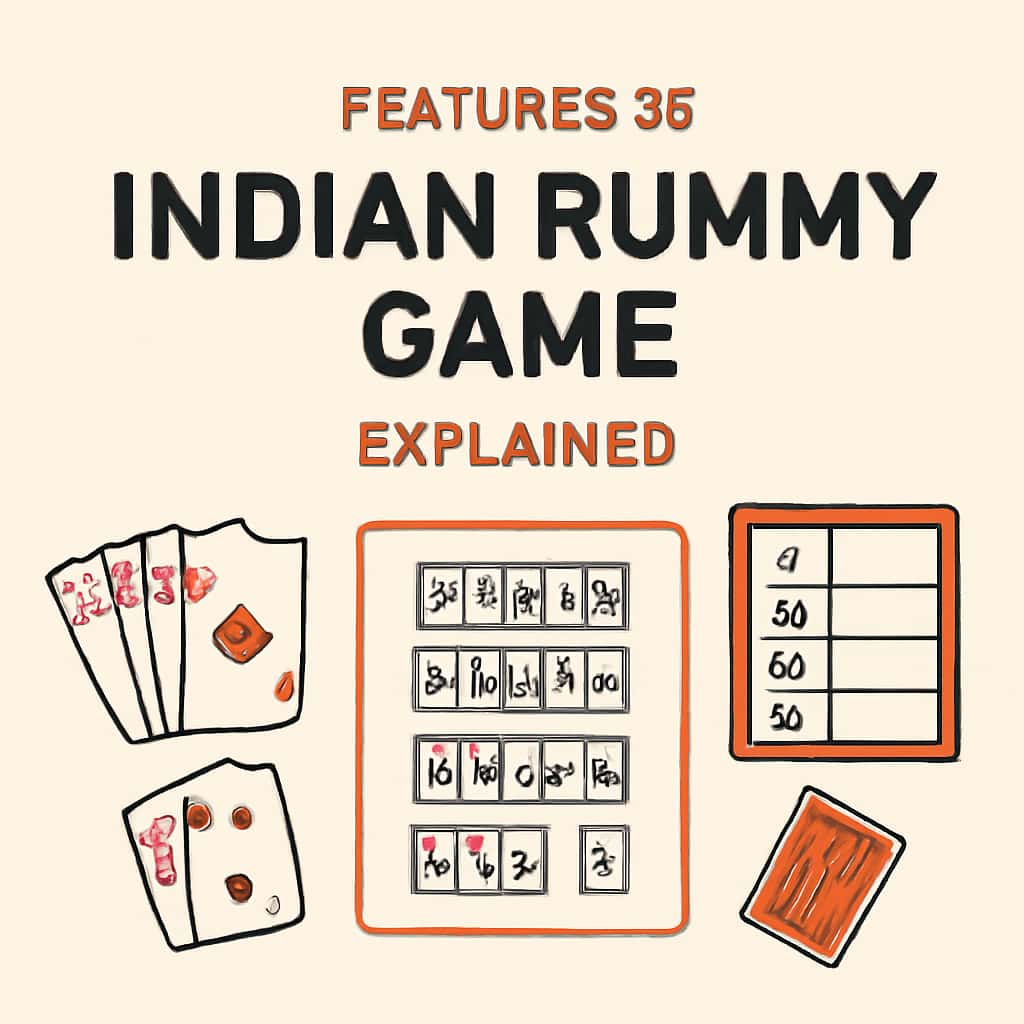 Illustration explaining the features of the Indian Rummy Game.