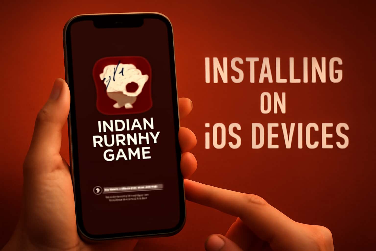 Installation process visual for Indian Rummy Game on iOS.