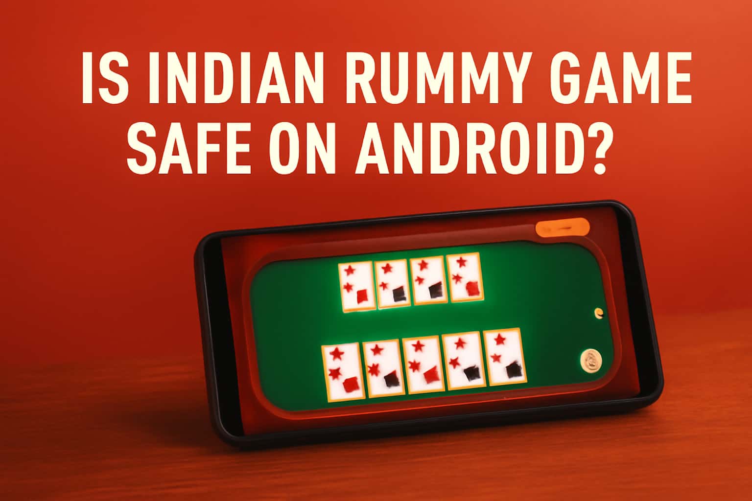 A visually engaging scene depicting the safety of the Indian Rummy Game app on Android.