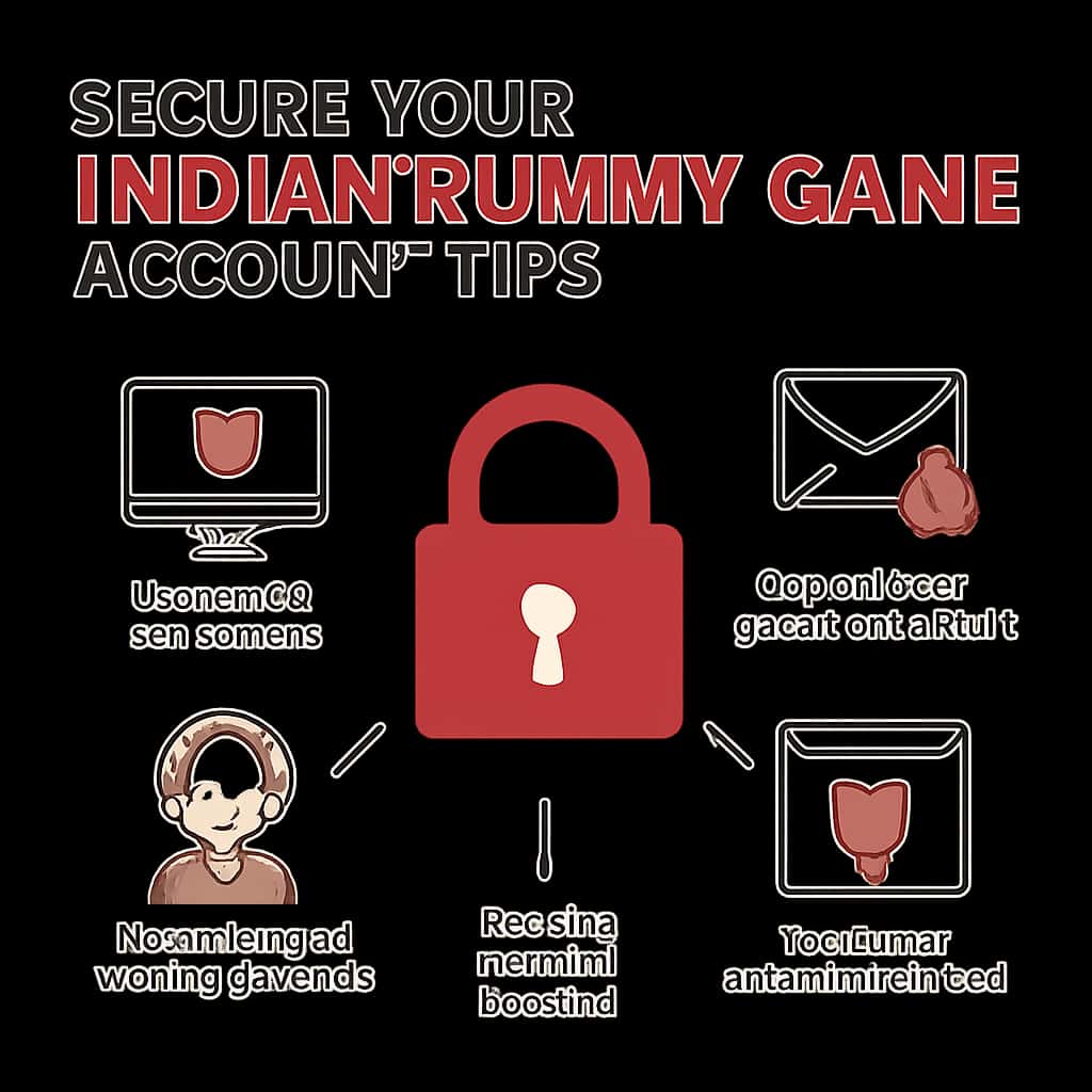 Illustration showing tips for securing Indian Rummy Game accounts.
