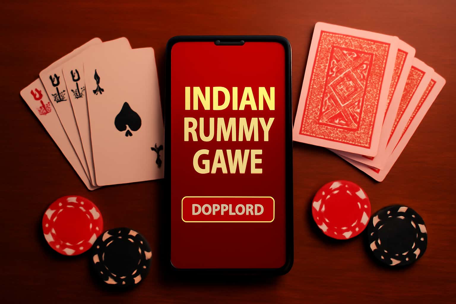 An informational scene depicting the Indian Rummy Game download process.