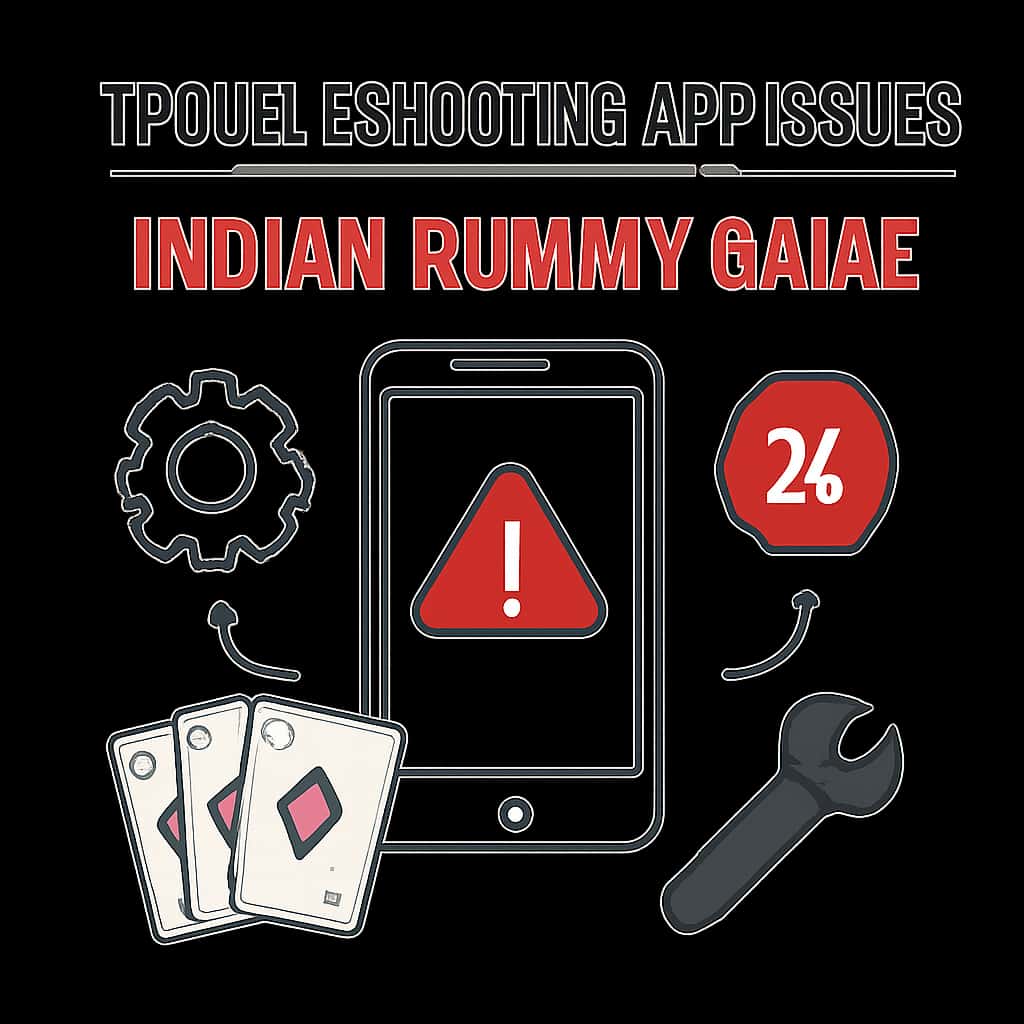 An illustration explaining key troubleshooting steps for the Indian Rummy Game app.